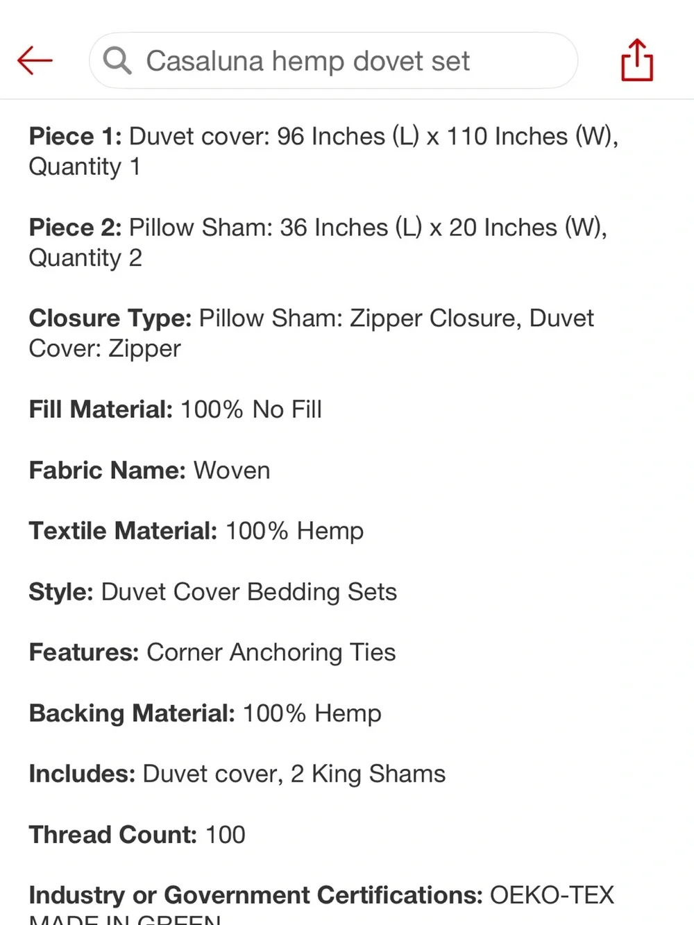 Casaluna King 100% Hemp Duvet Cover Set, Rose